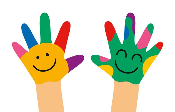 depositphotos 545747514 stock illustration colorful painted hands little children